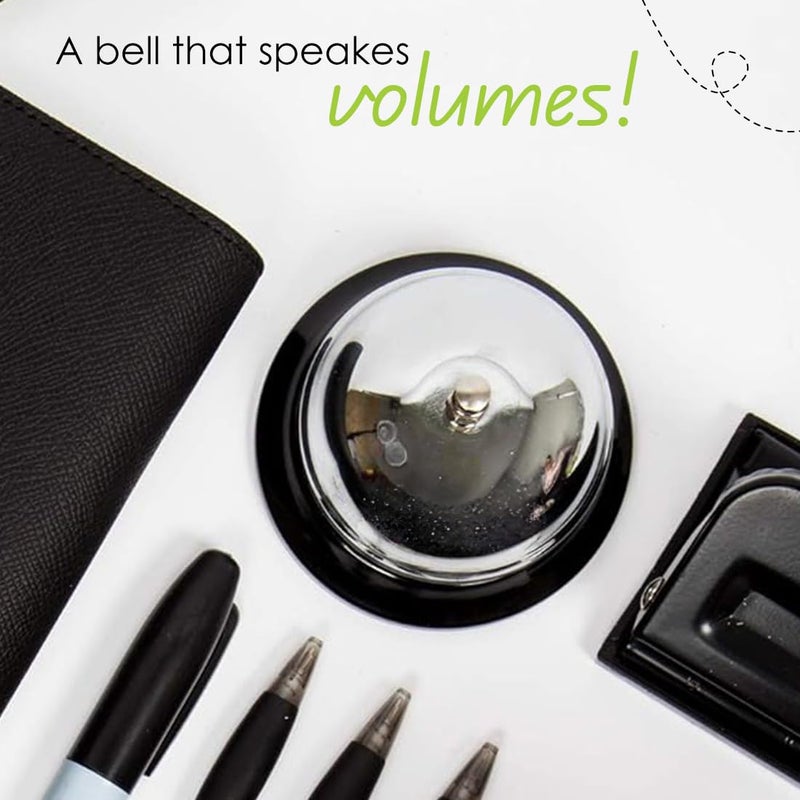 Desk Tech Classic Chrome Desk Bell, Chrome Silver Finish with Black Plastic Base, Perfect for Reception, Office, Classroom, Restaurant Waiting Area, and Service Counter, 3.5" D x 3" H - Image 3